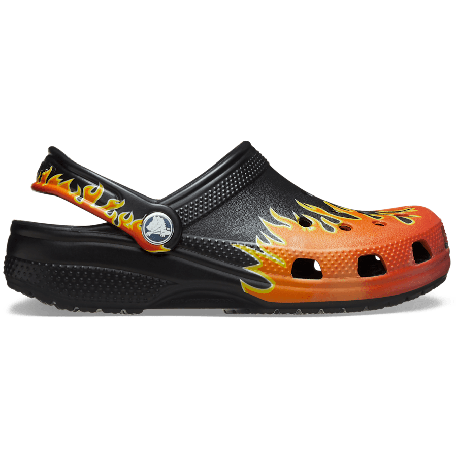 Black / Multi Toddler Classic Flames Clog - Side - Crocs
