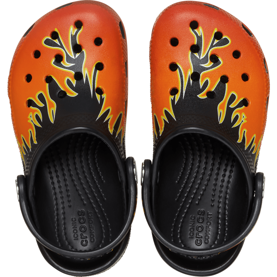 Black / Multi Toddler Classic Flames Clog - Top - Crocs