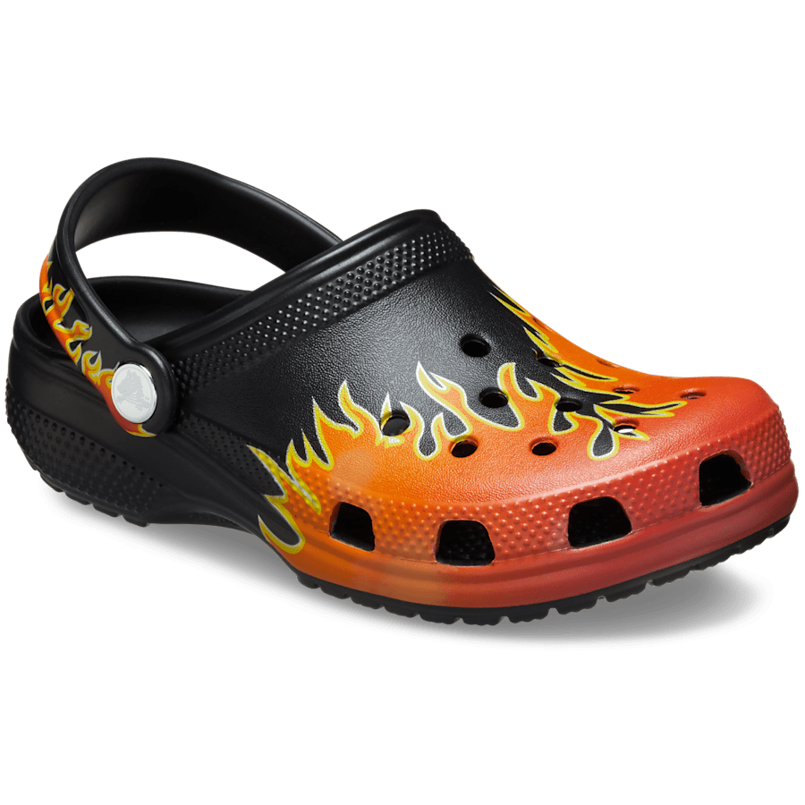 Black / Multi Toddler Classic Flames Clog - Angle - Crocs