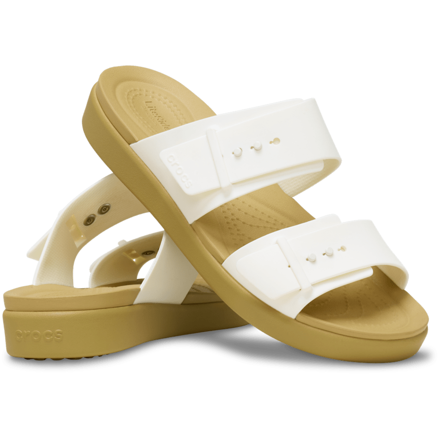  Craie / Fauve   Brooklyn Buckle Low Low - Paire - Crocs