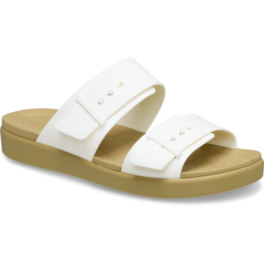  Craie / Fauve   Brooklyn Buckle Low Low - Angle - Crocs