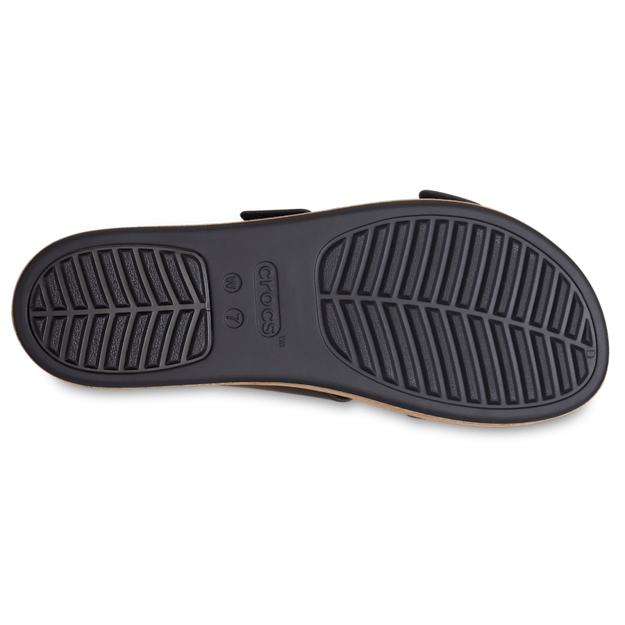 Crocs Brooklyn Buckle Low Wedge Cork Sandal — Black