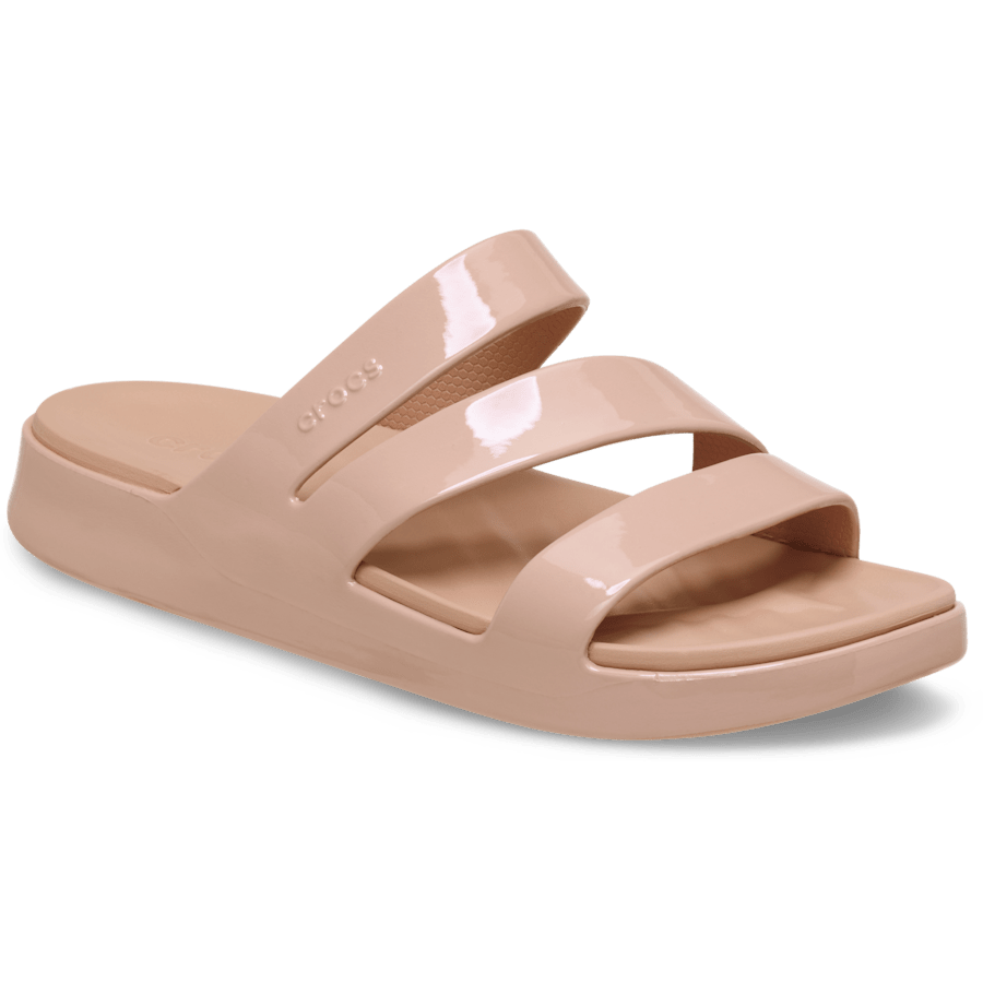 Pink Caramel Getaway Patent Strappy - Angle - Crocs