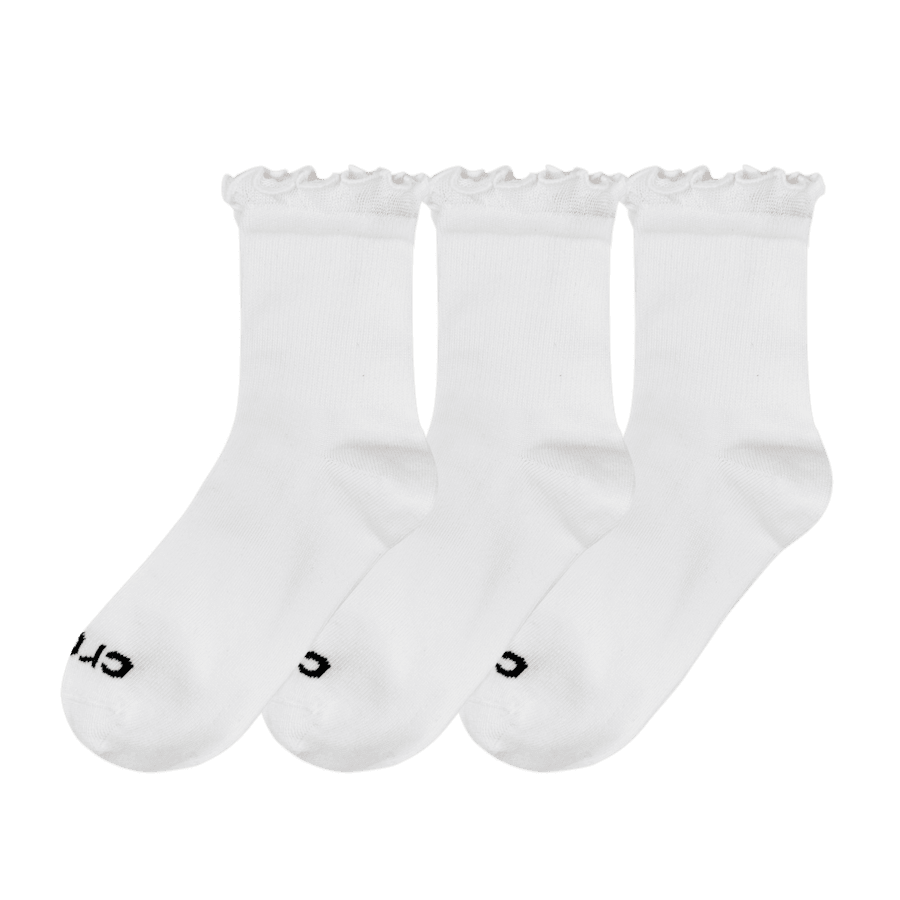 White CrocsSocks Ruffle Ankle 3 PK - Angle - Crocs