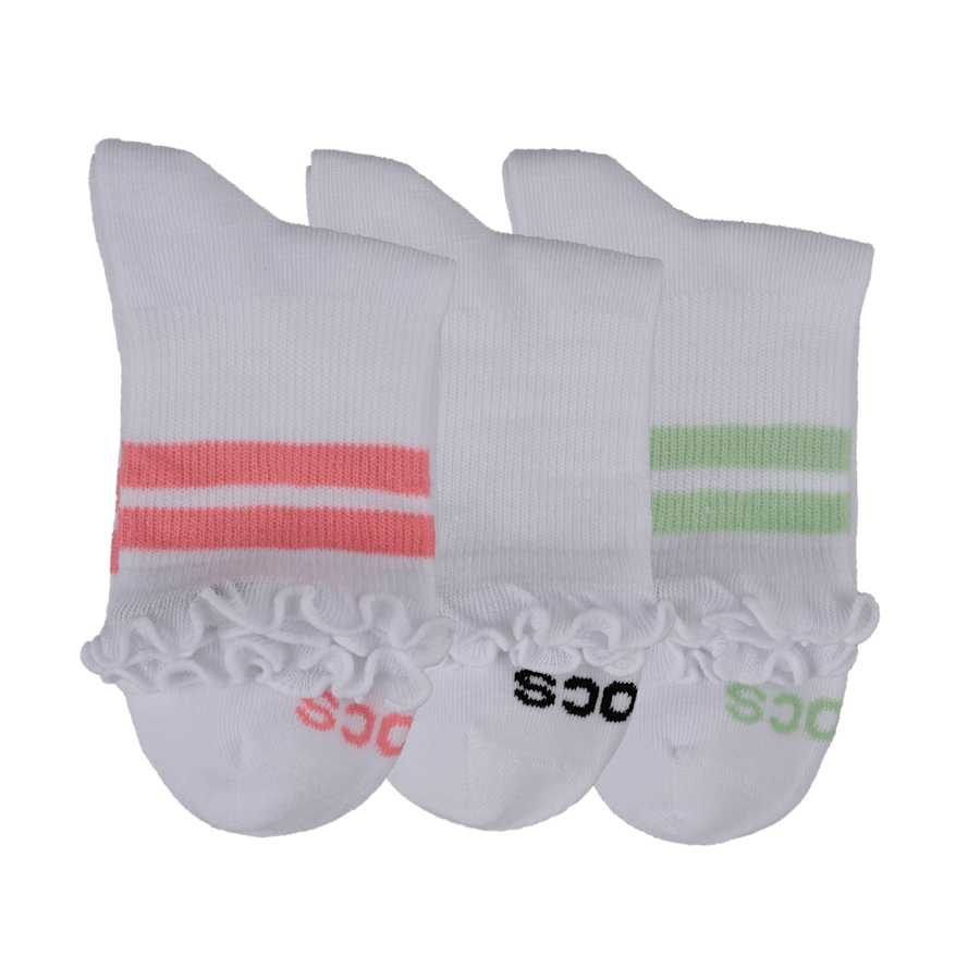 Colour Ruffle Ankle Crocs Socks 3 Pack - Side - Crocs