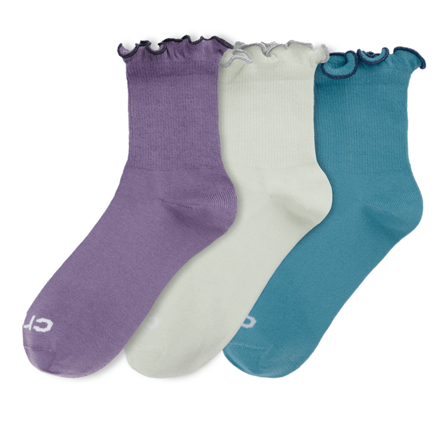 Nightshade / Multi CrocsSocks Ruffle Ankle 3 PK - Angle - Crocs