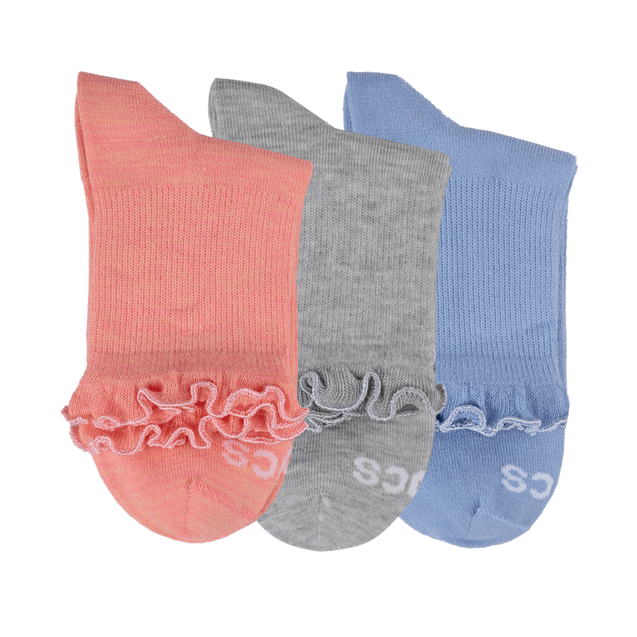 Colour Ruffle Ankle Crocs Socks 3 Pack - Side - Crocs
