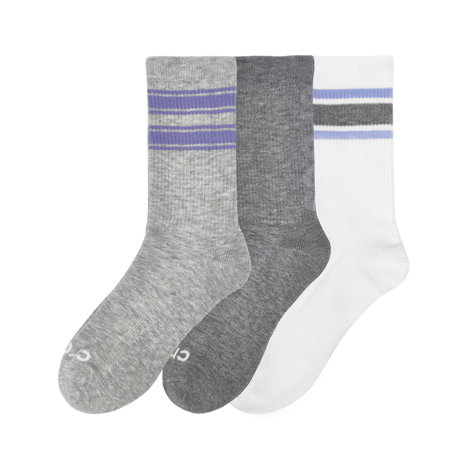 Colour CrocsSocks Crew Double Stripe 3 PK - Angle - Crocs