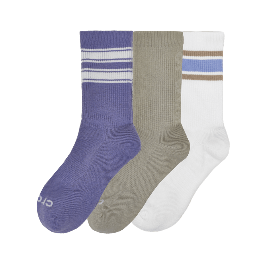 Purple CrocsSocks Crew Double Stripe 3 PK - Angle - Crocs