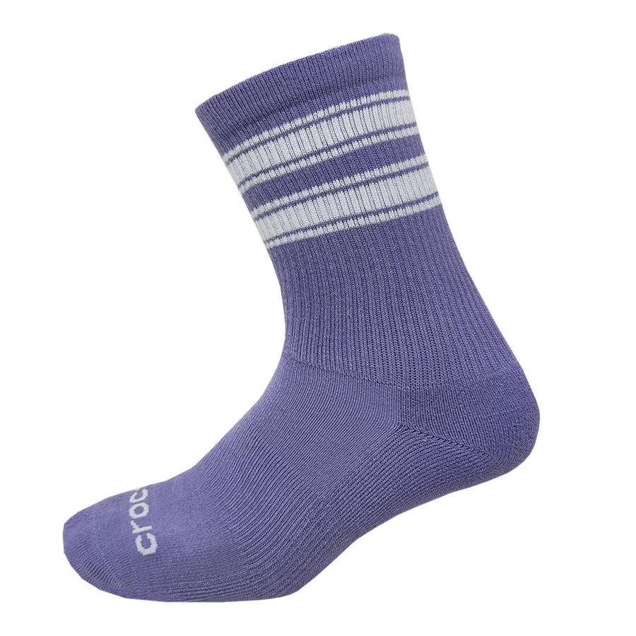 Purple CrocsSocks Crew Double Stripe 3 PK - Custom Angle - Crocs