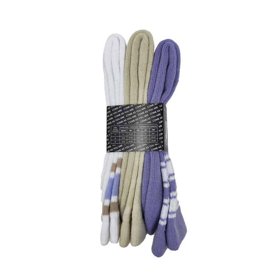 Purple CrocsSocks Crew Double Stripe 3 PK - Custom Angle - Crocs