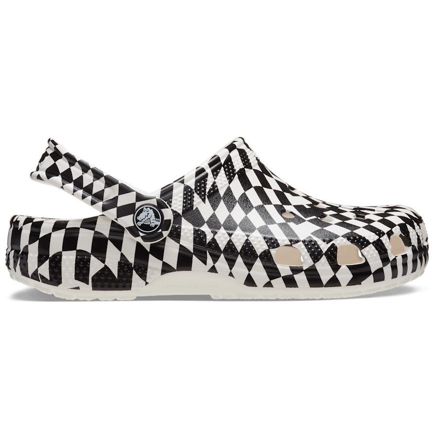 White / Black Toddler Warped Checker Clog - Side - Crocs