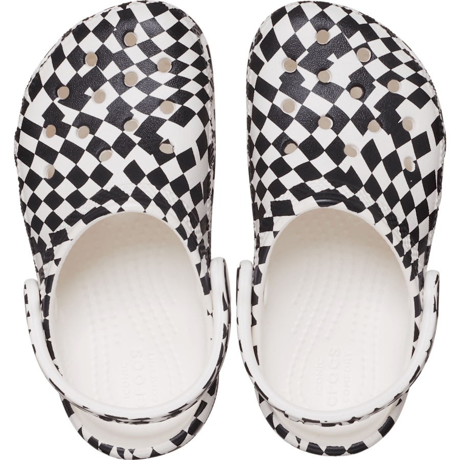 White / Black Toddler Warped Checker Clog - Top - Crocs