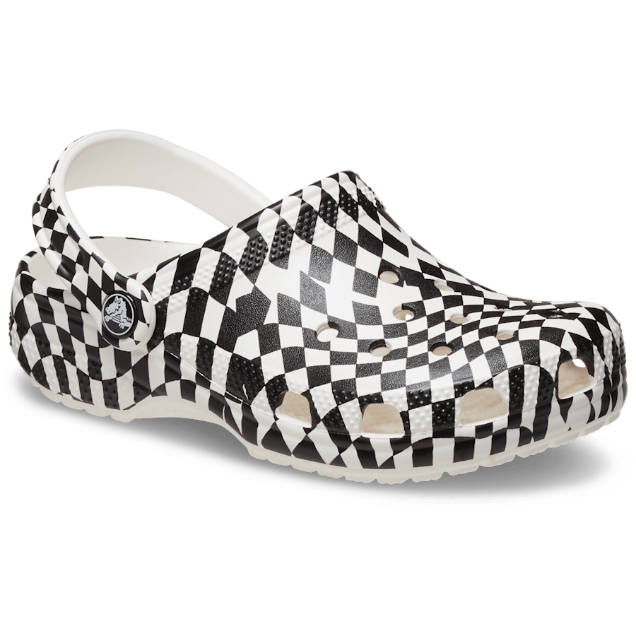 White / Black Toddler Warped Checker Clog - Angle - Crocs