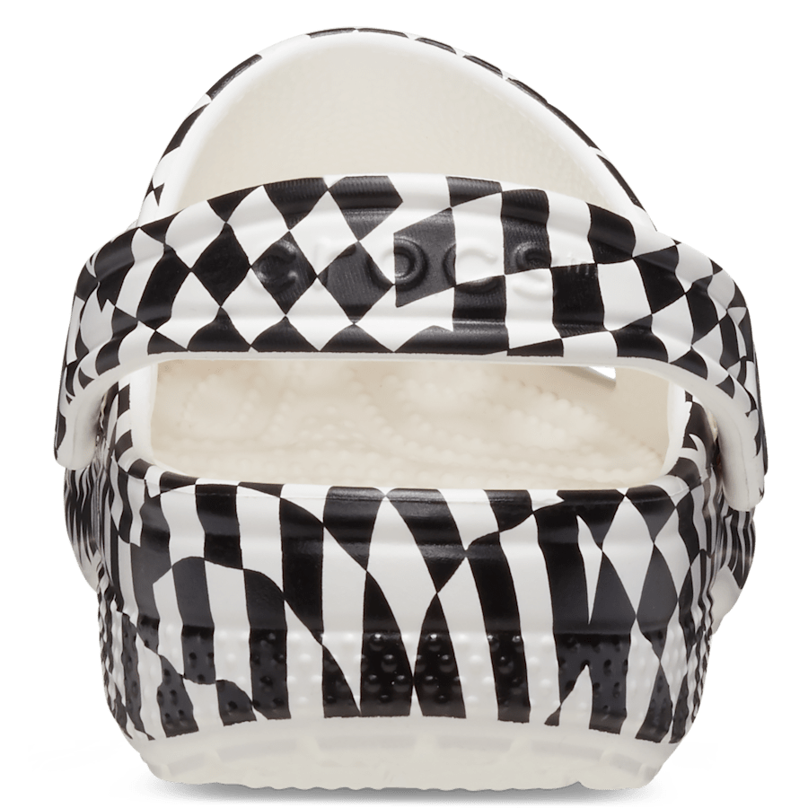 White / Black Toddler Warped Checker Clog - Back - Crocs