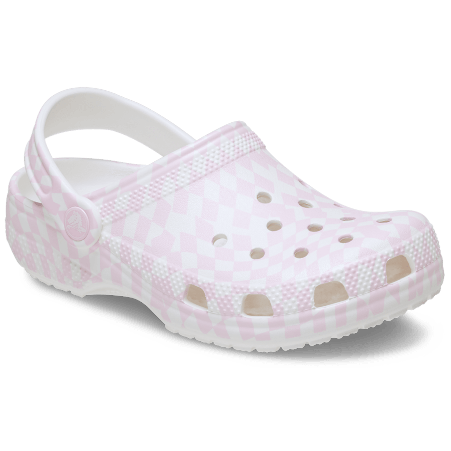 Pink Milk Toddler Warped Checker Clog - Angle - Crocs