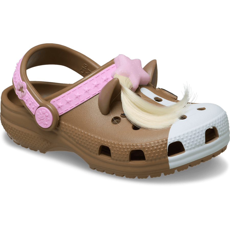 Milk Chocolate Toddler Classic IAM Horse Clog - Angle - Crocs