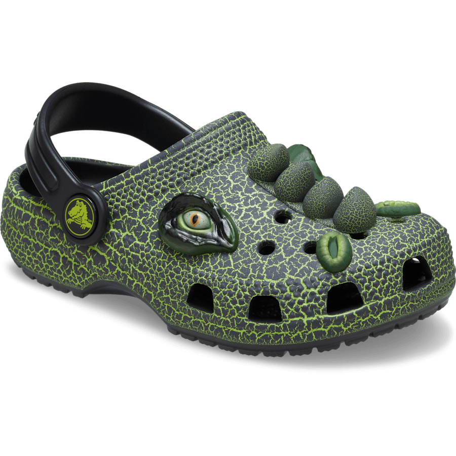 Black Toddler Classic IAM Scary Dino Clog - Angle - Crocs