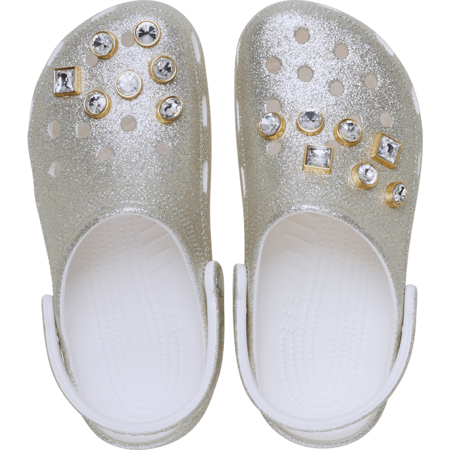 Silver Classic Glitter Embellished Clog - Top - Crocs