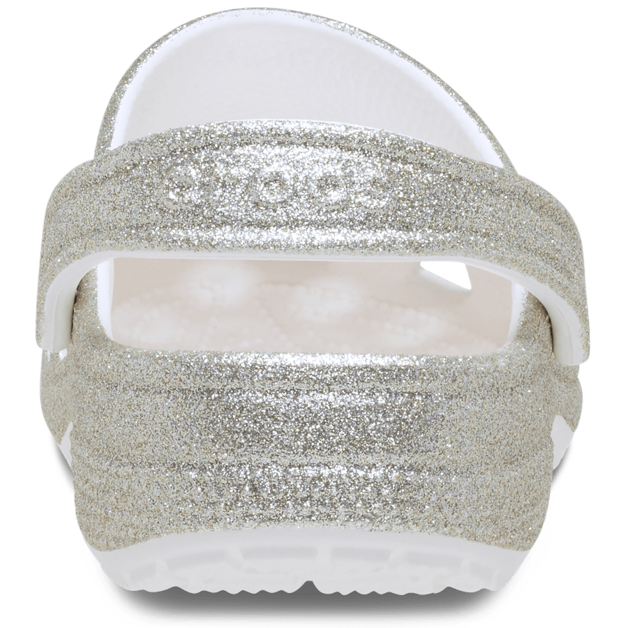 Silver Classic Glitter Embellished Clog - Back - Crocs