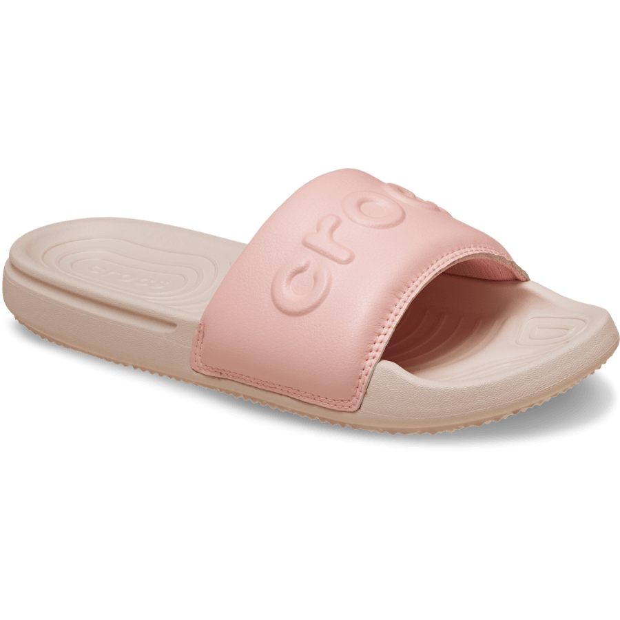 Powder Pink Women's Crocs All Day Slide - Angle - Crocs