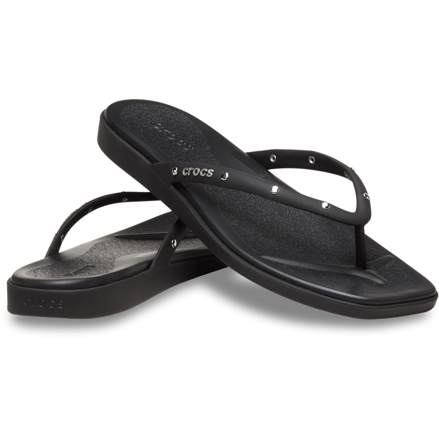 Black Miami Studded Flip - Pair - Crocs