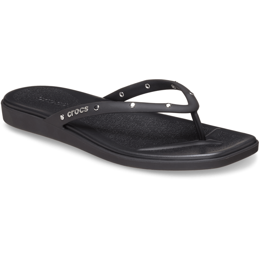 Black Miami Studded Flip - Angle - Crocs