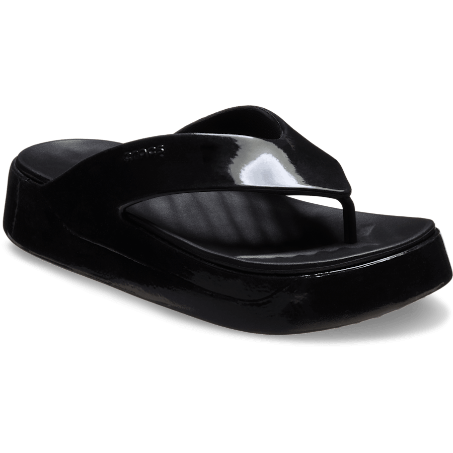 Black Getaway Platform Patent Flip - Angle - Crocs