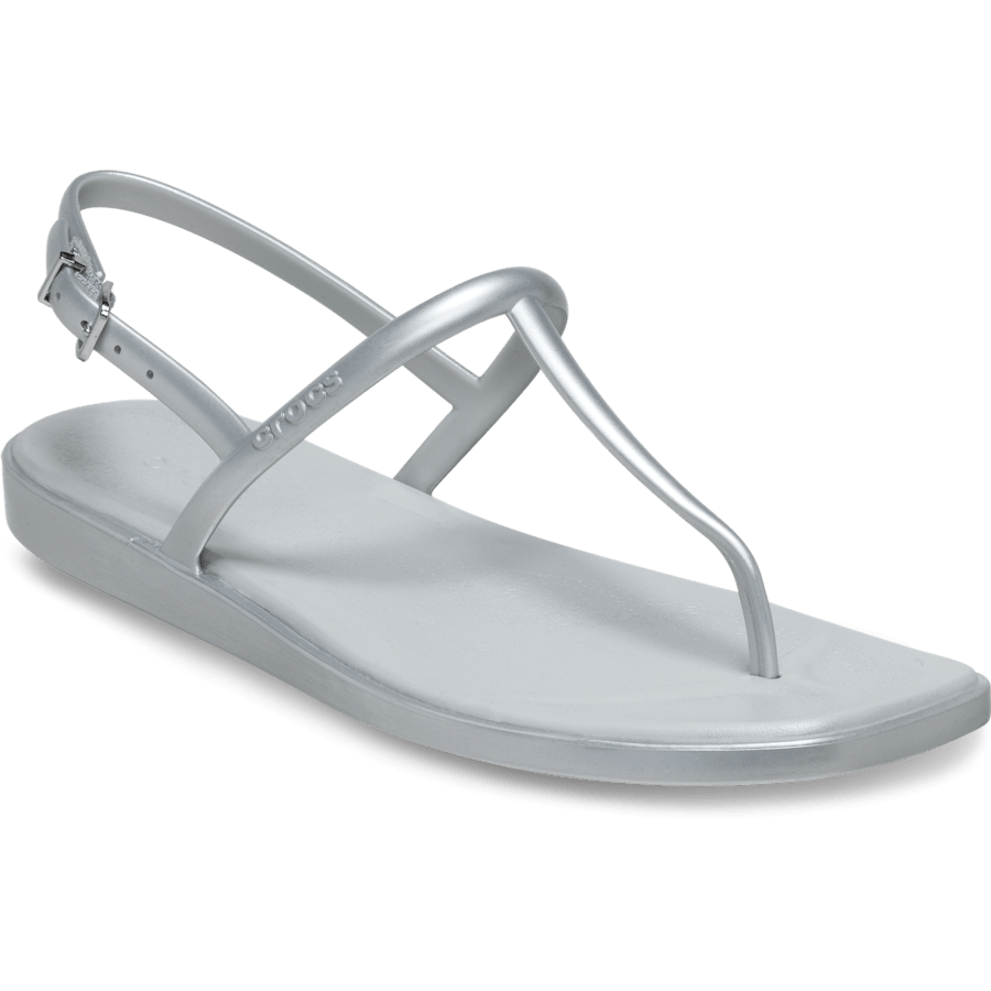 Silver Miami Metallic Thong Flip - Angle - Crocs