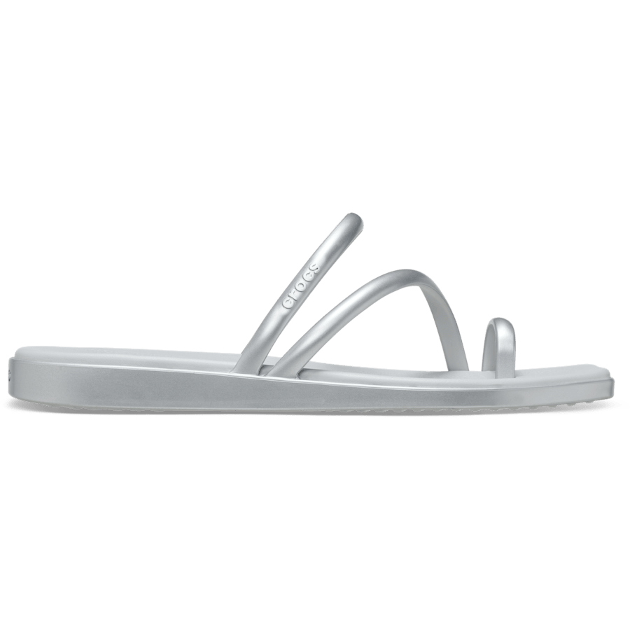 Silver Women's Miami Metallic Toe Loop Sandal - Side - Crocs