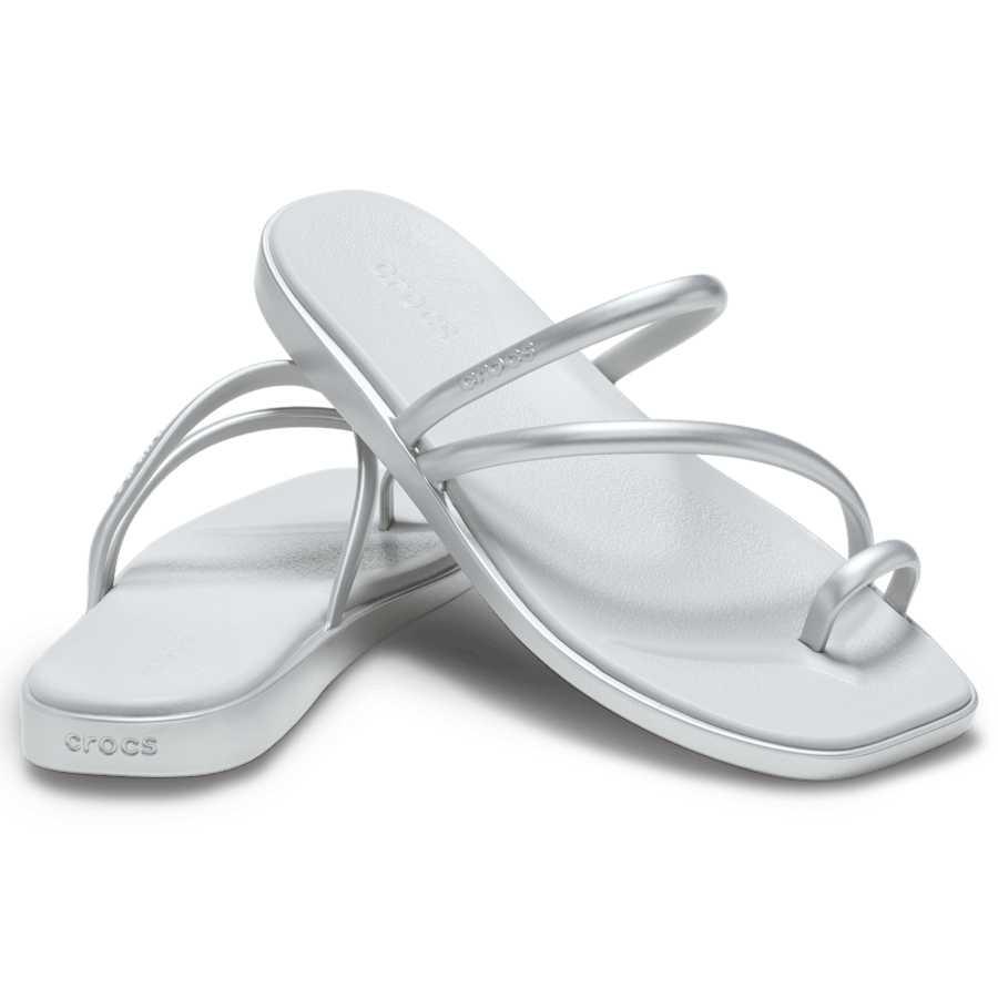 Silver Women's Miami Metallic Toe Loop Sandal - Pair - Crocs