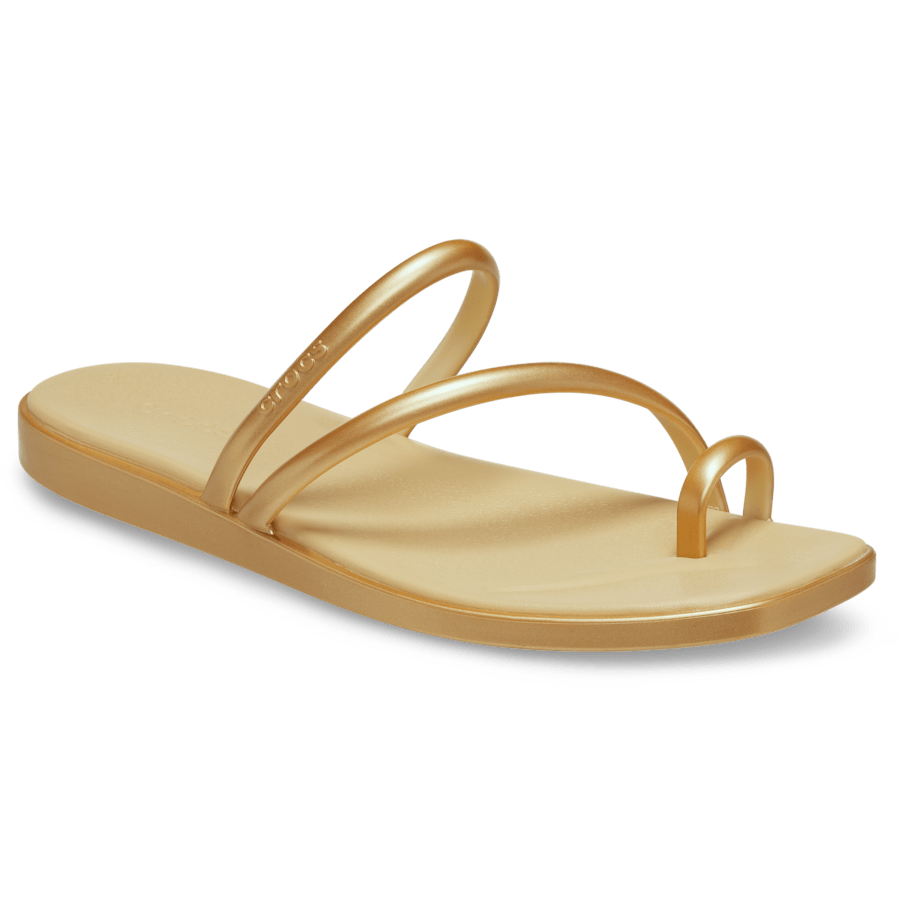 Gold Women's Miami Metallic Toe Loop Sandal - Angle - Crocs