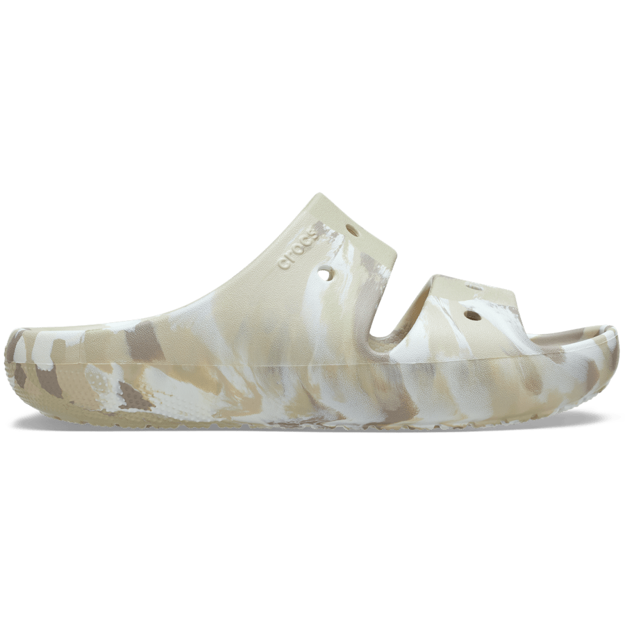 Bone / Multi Classic Marbled Sandal v2 - Side - Crocs