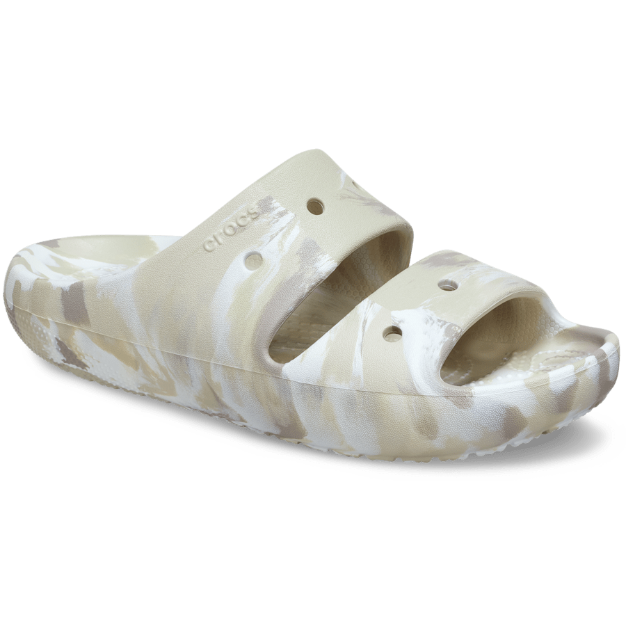 Bone / Multi Classic Marbled Sandal v2 - Angle - Crocs