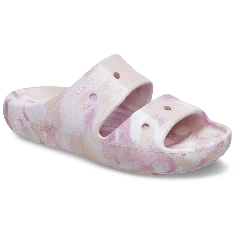 Quartz / Multi Classic Marbled Sandal v2 - Angle - Crocs