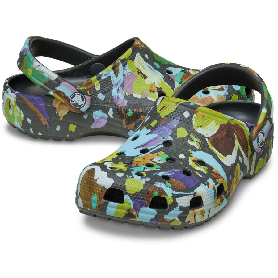 Black Sand Classic Painted Floral Clog - Pair - Crocs