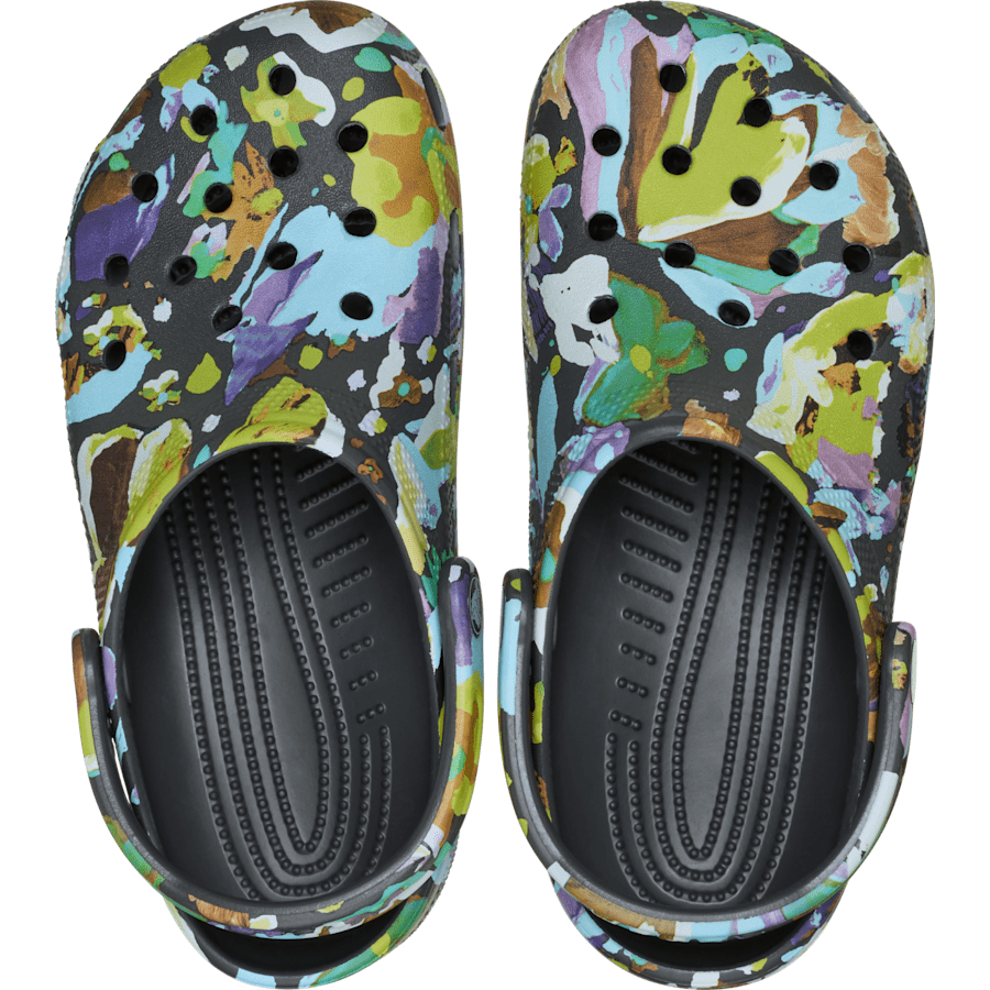 Black Sand Classic Painted Floral Clog - Top - Crocs