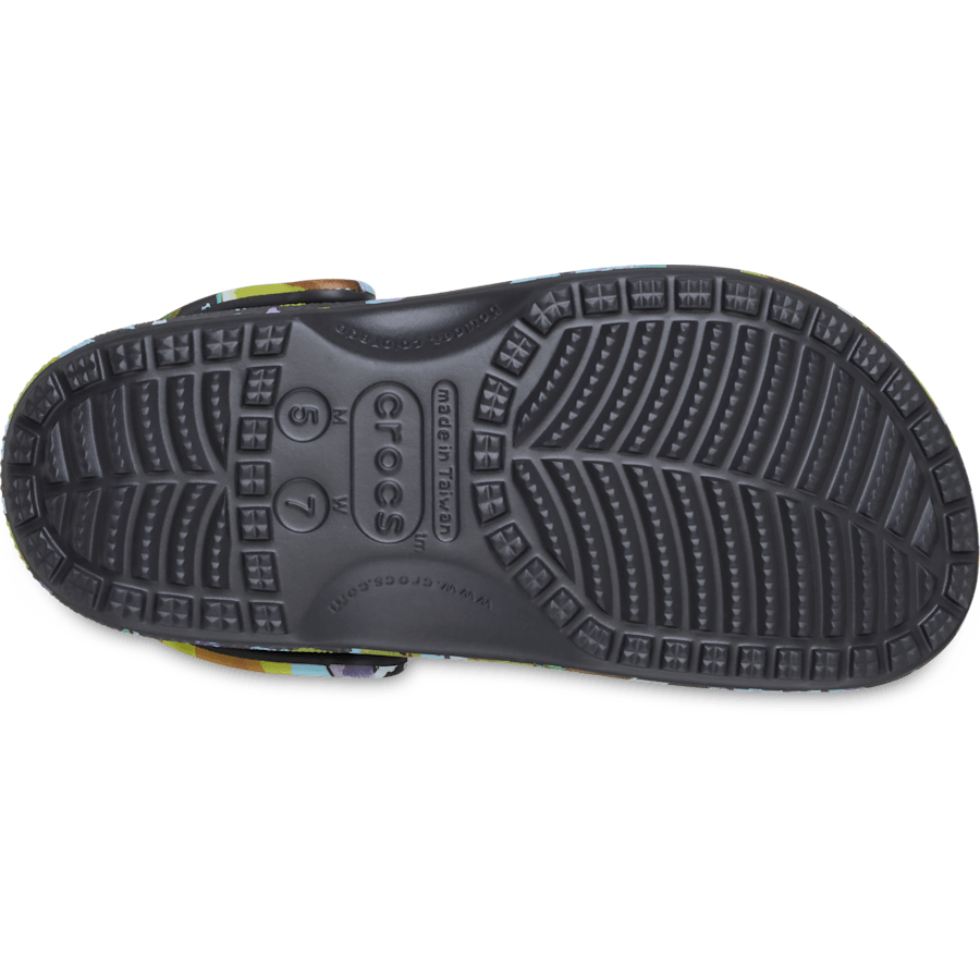 Black Sand Classic Painted Floral Clog - Bottom - Crocs