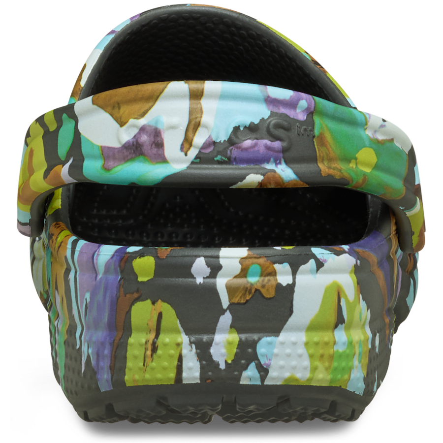 Black Sand Classic Painted Floral Clog - Back - Crocs