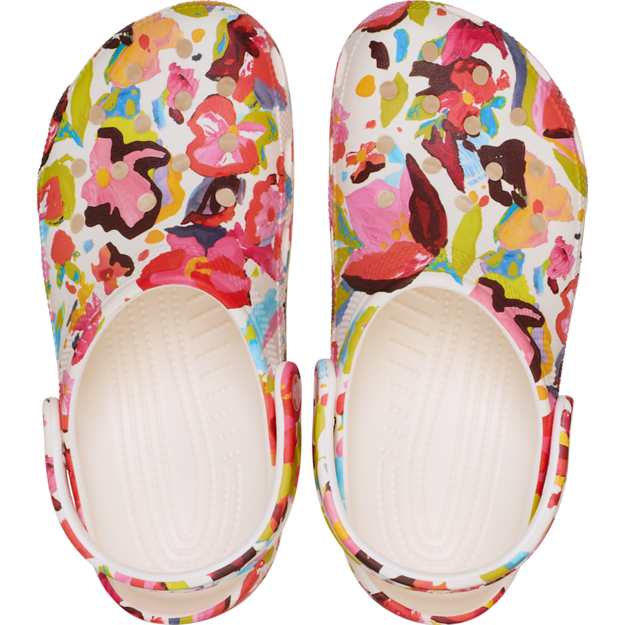 Chalk Classic Painted Floral Clog - Top - Crocs