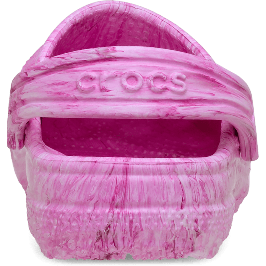 Pink Swirl Toddler Classic Watercolor Marbled Clog - Back - Crocs
