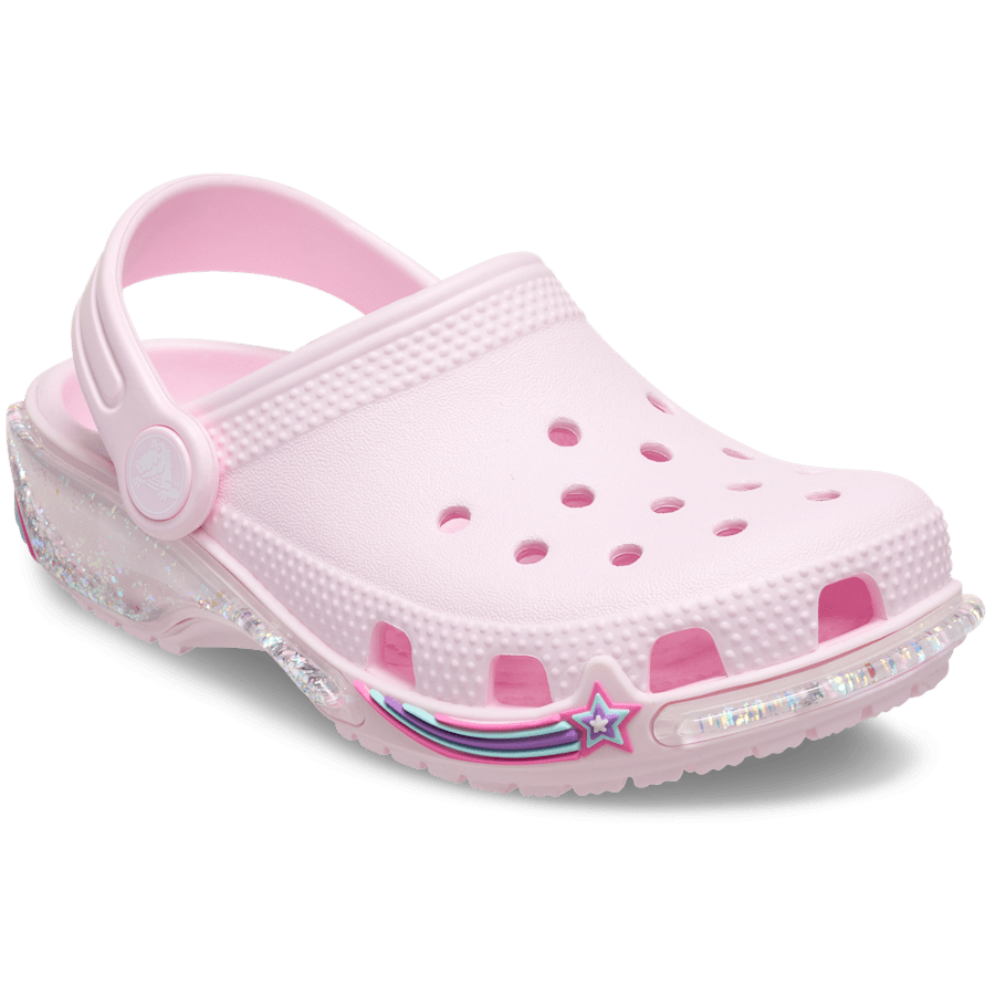 Pink Milk Toddler Classic Star Sparkle Shaker Clog - Angle - Crocs