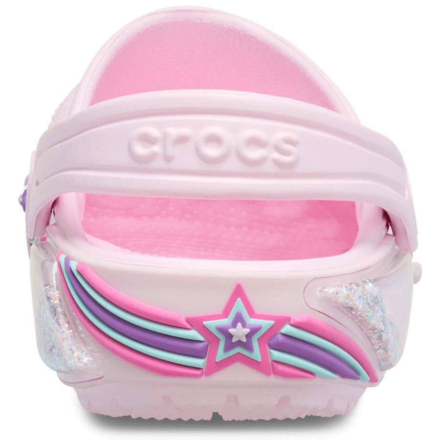 Pink Milk Toddler Classic Star Sparkle Shaker Clog - Back - Crocs