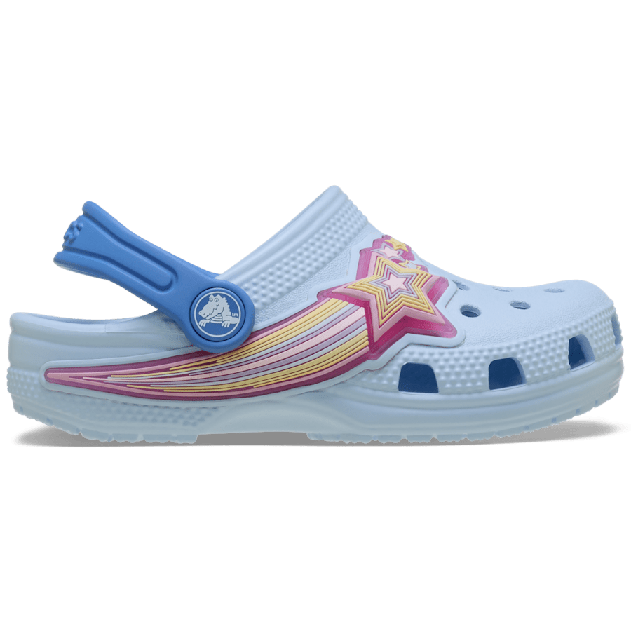 Blue Frost Toddler Classic Star Lights Clog - Side - Crocs
