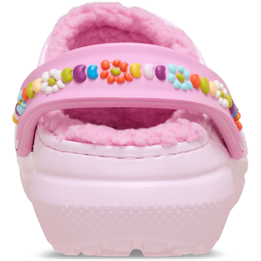 Pink Milk Toddler's Classic Lined Daisy Clog - Back - Crocs