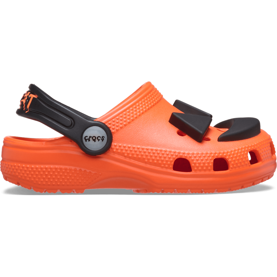 Orange (Coral) Kids' Classic Jack O' Lantern Lights Clog - Side - Crocs