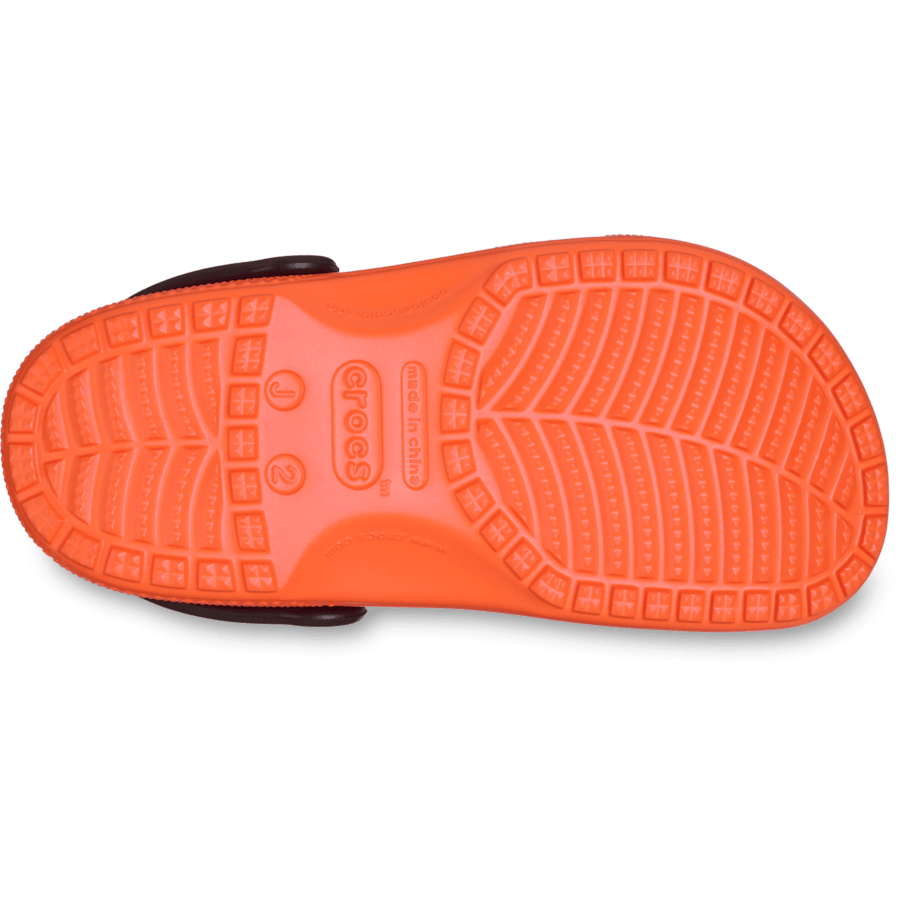 Orange (Coral) Kids' Classic Jack O' Lantern Lights Clog - Bottom - Crocs