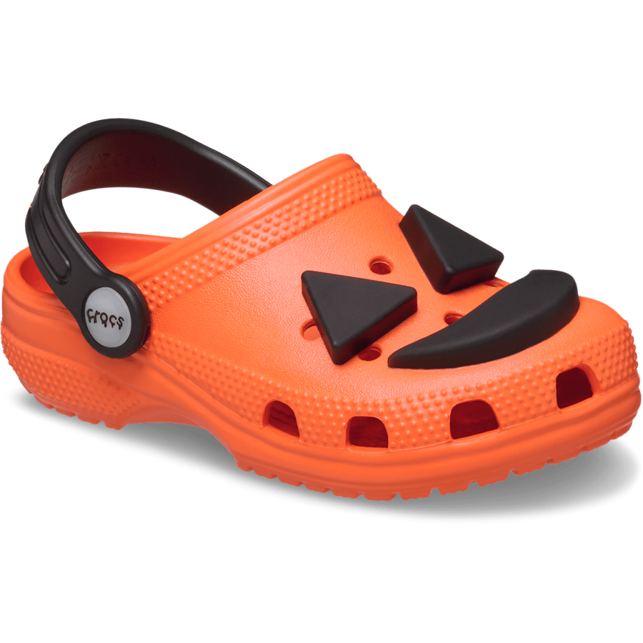 Orange (Coral) Kids' Classic Jack O' Lantern Lights Clog - Angle - Crocs