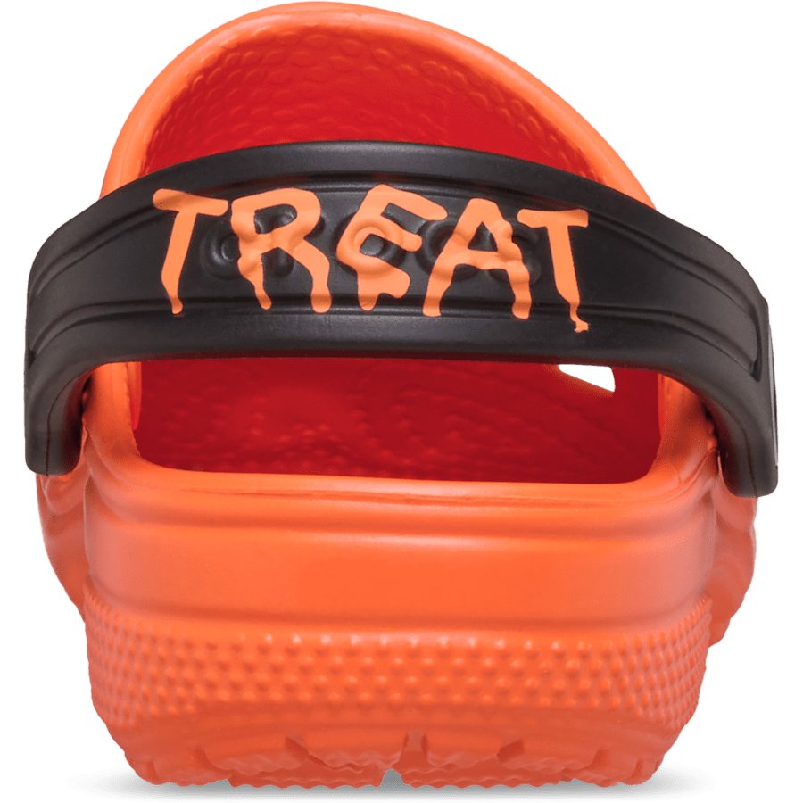 Orange (Coral) Kids' Classic Jack O' Lantern Lights Clog - Back - Crocs