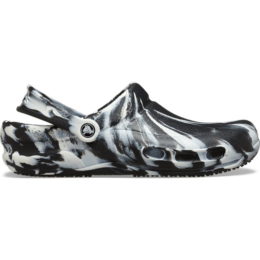 Black / White Bistro Marbled Work Clog - Side - Crocs PFD